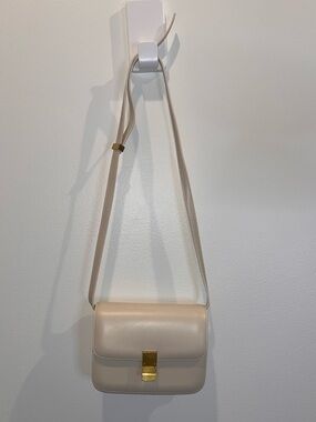 Cream Crossbody Belt Bag with Gold Hardware